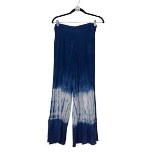 Tie Dye Pants, Flowy,  Above The Ankle, Blue, Tie Dye Pants, S, Blue, White